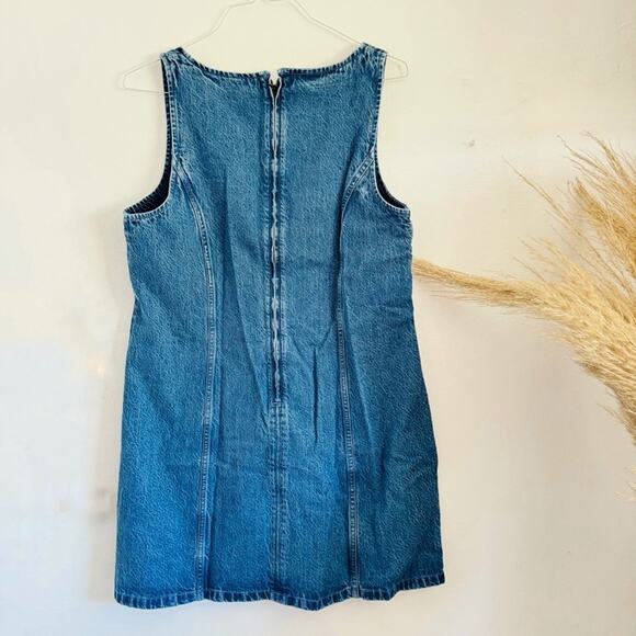 NEW ABERCROMBIE Medium Blue Wash Denim A-Line Mini Tank Top Jean Dress XL - Picture 7 of 16